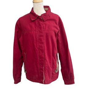 Vintage Woolrich Jacket Women's Medium Red Shacket‎ Button Up Fleece Lined